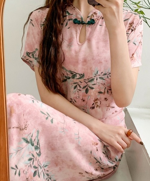 ガーリーコア古着 summer about you リボンビーズ チャイナワンピ チャイナ服 チャイナドレス ガーリー ワンピース|チャイナ服専門