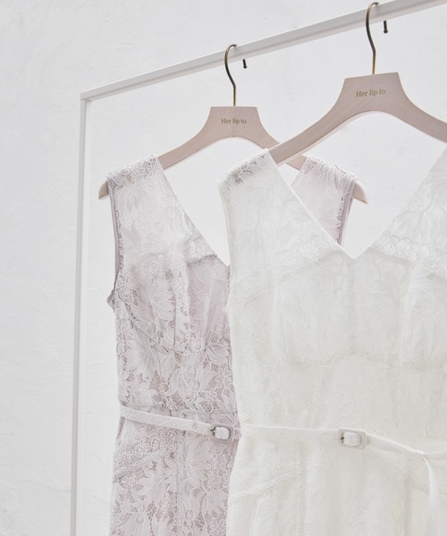 ワンピース her lip to Her lip to ワンピース Lace Trimmed Jacquard Dress : ZOZOTOWN