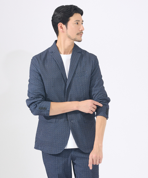 【美品 大きいサイズ 洗える】アバハウス ストレッチ トラベル スーツ 50 紺 ABAHOUSE GRAY セットアップ 「上下2点セット / 軽量 / ハイパー