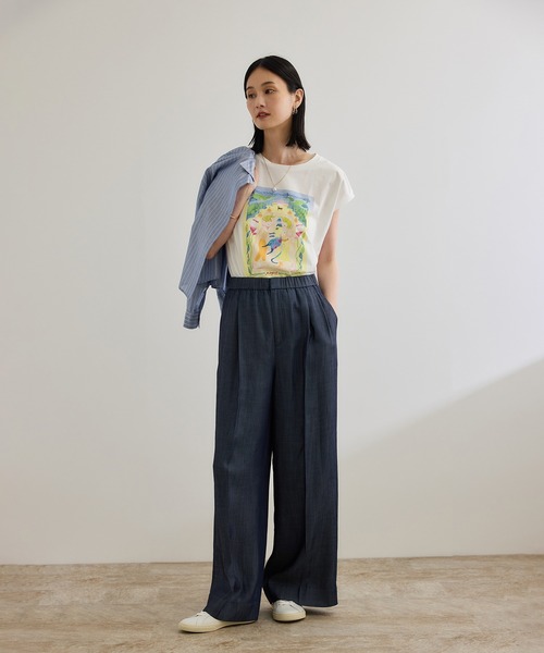 【美品】DOORS テンセルデニムイージーパンツ・ブラウス　セット売り そらかぁちゃん様専用！！ DOORS テンセルデニムイージーパンツ