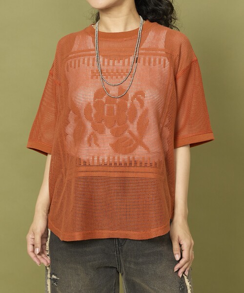 tシャツ Freada/フリーダ メッシュ フラワー Tシャツ レディース Freada tシャツ Freada/フリーダ メッシュ フラワー Tシャツ