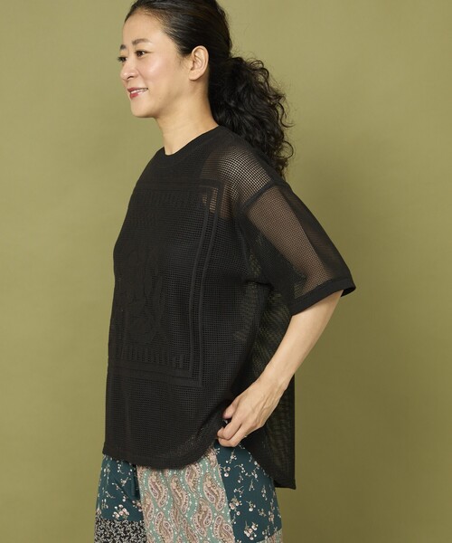 Freada tシャツ Freada/フリーダ メッシュ フラワー Tシャツ
