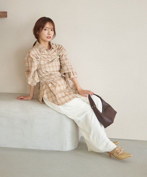 mysty woman（ミスティウーマン） ブラウス シャツ オンブレーチェック