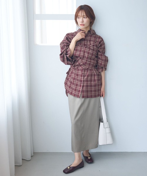 mysty woman（ミスティウーマン） ブラウス シャツ オンブレーチェック