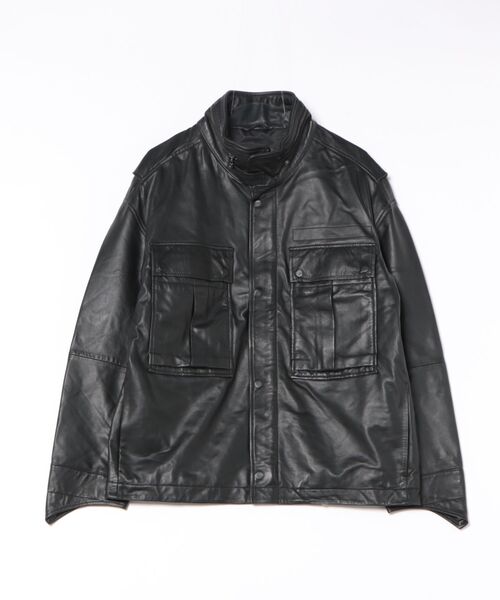 コート ジャケット HALTON FUNNEL COLLAR LEATHER JACKET | HALTON ファンネル カラー レザー ジャケットの画像