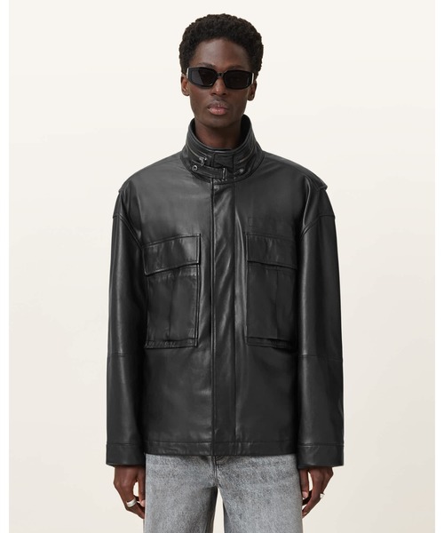 コート ジャケット HALTON FUNNEL COLLAR LEATHER JACKET | HALTON ファンネル カラー レザー ジャケットの画像