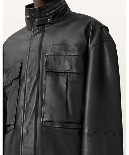 コート ジャケット HALTON FUNNEL COLLAR LEATHER JACKET | HALTON ファンネル カラー レザー ジャケットの画像