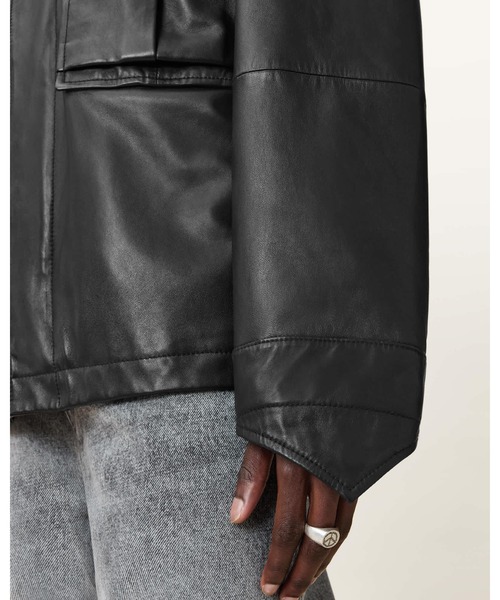 コート ジャケット HALTON FUNNEL COLLAR LEATHER JACKET | HALTON ファンネル カラー レザー ジャケットの画像