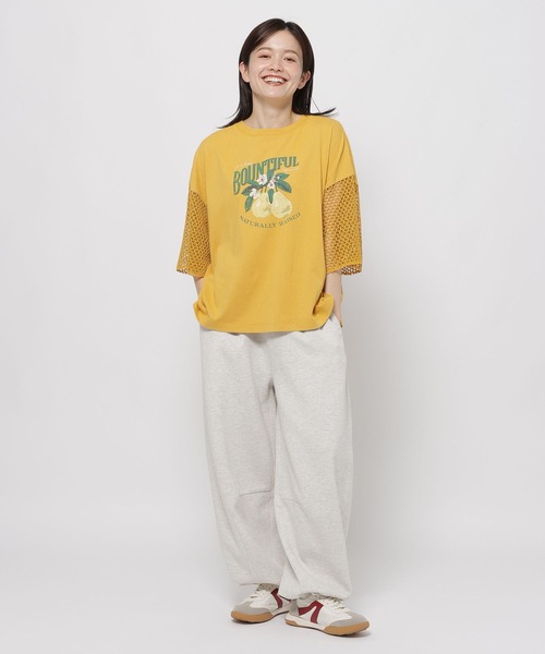 niko and…（ニコアンド） tシャツ 袖フレアメッシュフルーツTシャツ