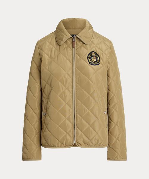 LAUREN RALPH LAUREN / ダイヤモンドキルティングコート/L/ポリエステル/KHK/無地/内馬具柄/クレストパッチ LAUREN RALPH LAUREN（ローレン ラルフローレン） コート アウター