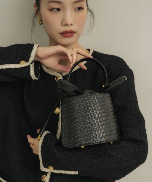 NEUNA（ヌナ） ハンドバッグ レザーライクリボンバケットバッグ