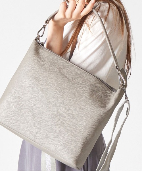 ショルダーバッグ バッグ レザーハンドル付き ホリゾンタルポシェット