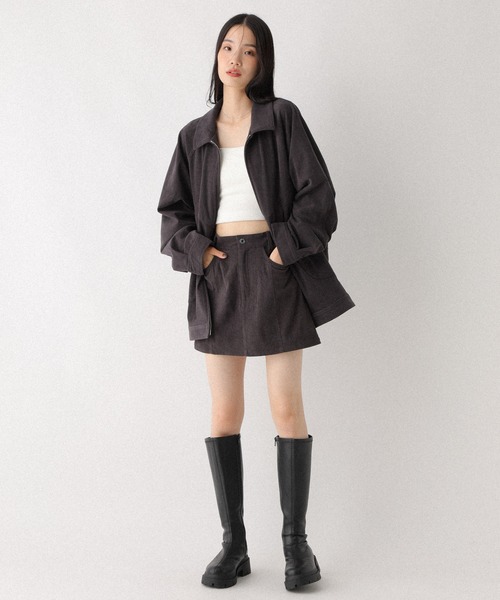 Heather ブルゾン アウター コーデュロイミドルジャケット 595948