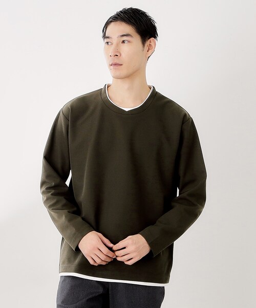 our クルーネック長袖カットソー THE SHOP TK tシャツ 「一枚でコーディネートが完成！」レイヤード風