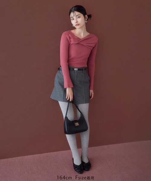 VIS（ビス） ニット セーター アシメねじれデザインリブニット