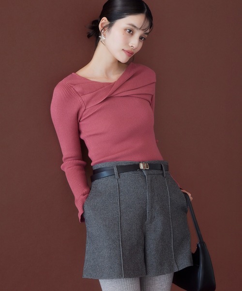 VIS（ビス） ニット セーター アシメねじれデザインリブニット