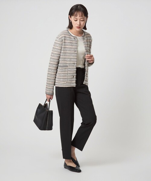 green label ツイードライクニットカーディガン　ノーカラージャケット green label relaxing（グリーンレーベルリラクシング） カーディガン