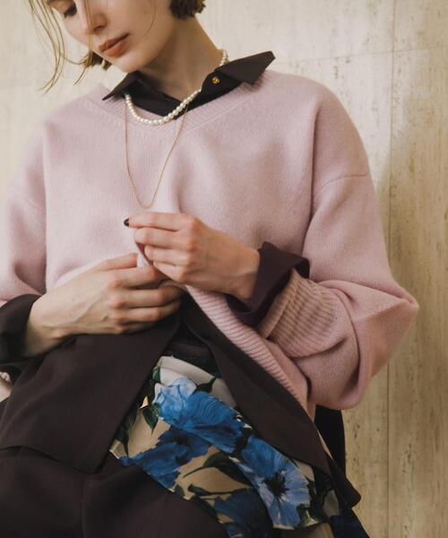 ニット セーター ウールカシミヤVネックニットプルオーバー レディース