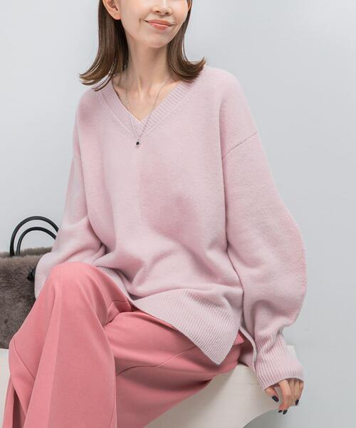 ニット セーター ウールカシミヤVネックニットプルオーバー レディース