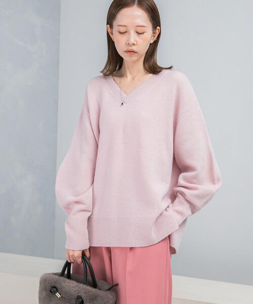 ☆高級カシミヤ100%☆セオリー　Vネックニットプルオーバー ピンク　Sサイズ ニット セーター ウールカシミヤVネックニットプルオーバー レディース