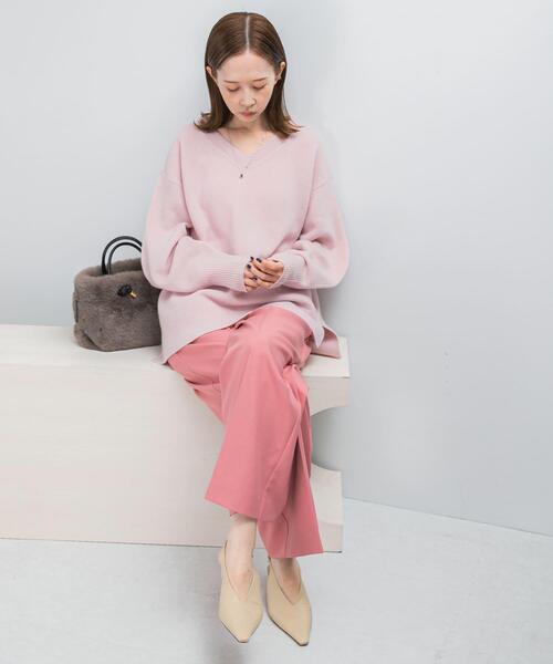 ニット セーター ウールカシミヤVネックニットプルオーバー レディース