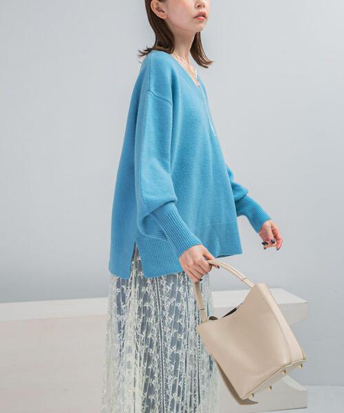 ニット セーター ウールカシミヤVネックニットプルオーバー レディース