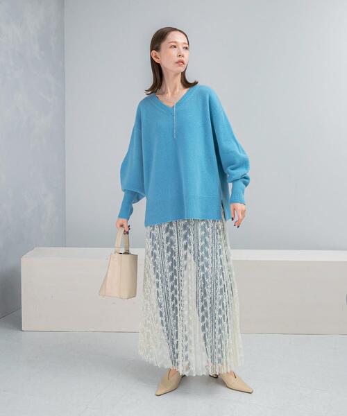 ニット セーター ウールカシミヤVネックニットプルオーバー レディース