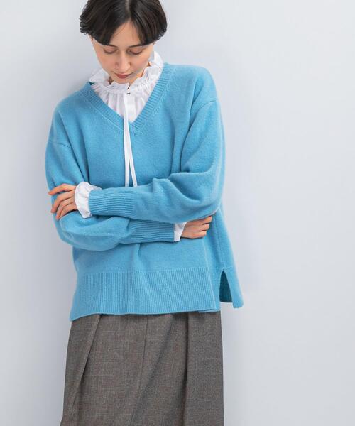 ニット セーター ウールカシミヤVネックニットプルオーバー レディース