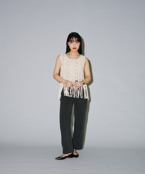 「terrace」 ノースリーブトップス MEDIUM ブラック レディース_画像9