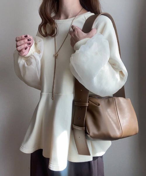 「FILLOU」 スウェットカットソー X-LARGE グレイッシュベージュ レディース_画像2