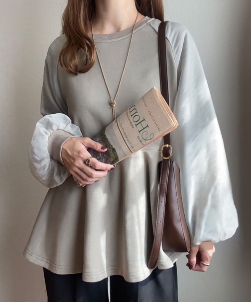 「FILLOU」 スウェットカットソー X-LARGE グレイッシュベージュ レディース_画像9