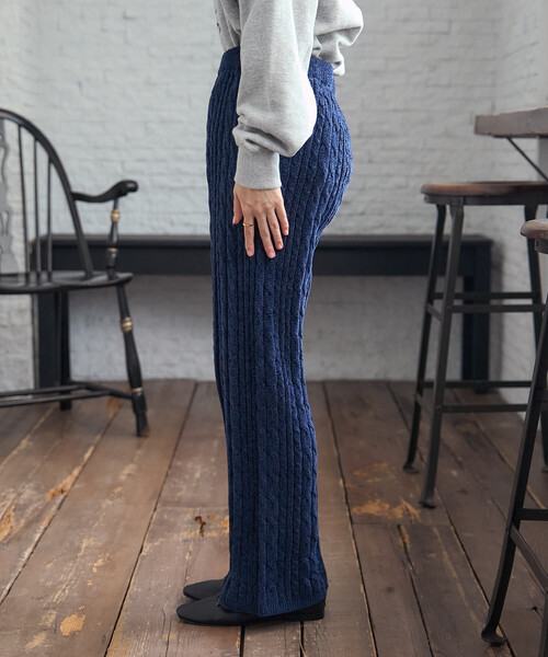 FREAK'S STORE パンツ モールケーブルニットパンツ レディース