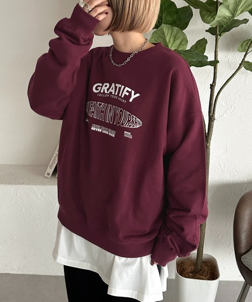 「apres jour mignon」 スウェットカットソー X-LARGE ダークブラウン レディース_画像3