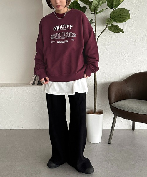 「apres jour mignon」 スウェットカットソー X-LARGE ダークブラウン レディース_画像7