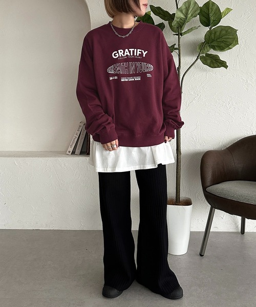 「apres jour mignon」 スウェットカットソー X-LARGE ダークブラウン レディース_画像8