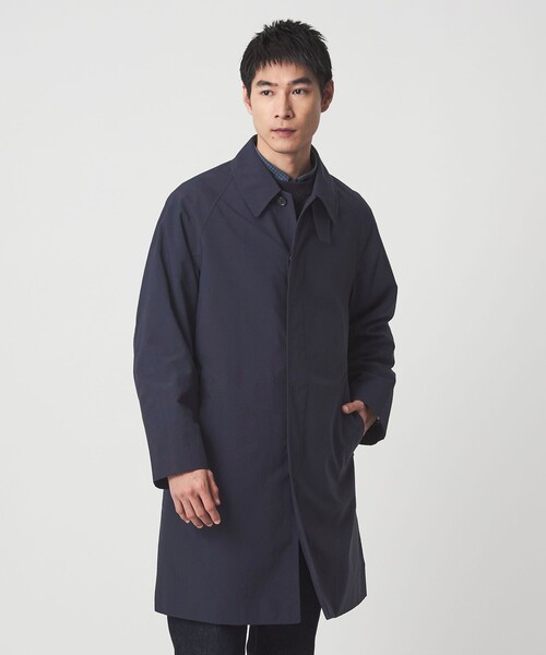 ロング ステンカラーコート 撥水加工　ネイビー green label relaxing（グリーンレーベルリラクシング） ステンカラー