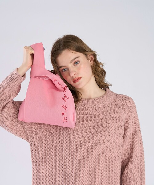 To b. by agnes トートバッグ ニット ロゴ レディース : ZOZOTOWN 