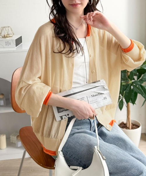 NOBLE  新品♡ ブライトネップロングカーデ♡ NOBLE（ノーブル） カーディガン 「洗える」18Gシアーロング