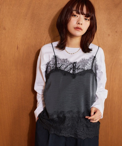 mysty woman（ミスティウーマン） キャミソール サテンレース