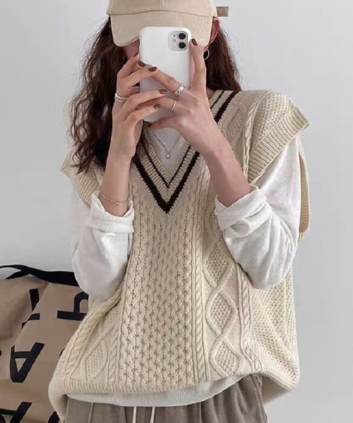 「gossip!ロサンゼルス」 ニットベスト FREE ボルドー レディース_画像3