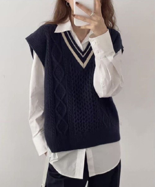 「gossip!ロサンゼルス」 ニットベスト FREE ボルドー レディース_画像4