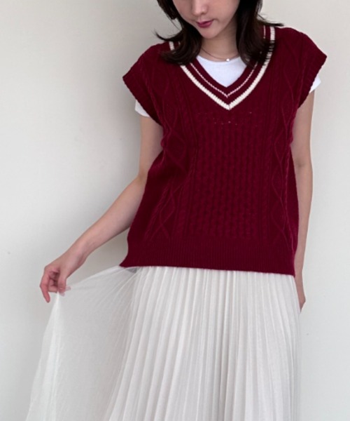 「gossip!ロサンゼルス」 ニットベスト FREE ボルドー レディース_画像6