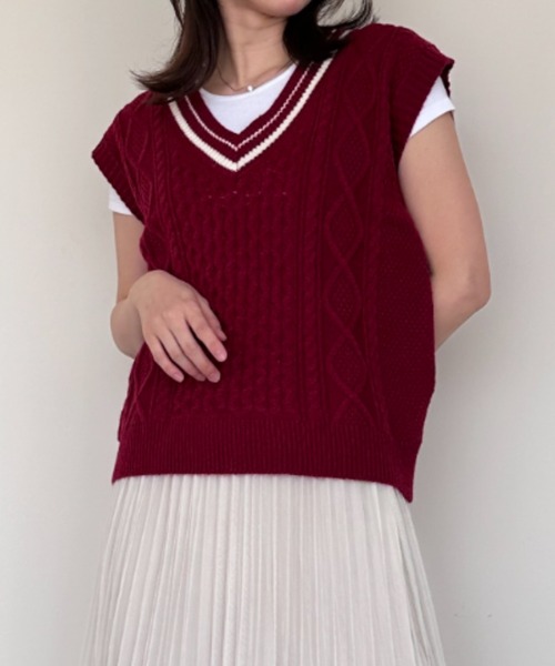 「gossip!ロサンゼルス」 ニットベスト FREE ボルドー レディース_画像7