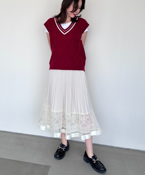 「gossip!ロサンゼルス」 ニットベスト FREE ボルドー レディース_画像8