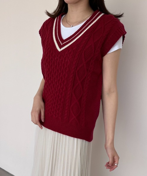 「gossip!ロサンゼルス」 ニットベスト FREE ボルドー レディース_画像9