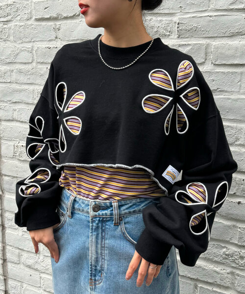「HELLO.SANFRANCISCO」 スウェットカットソー ONE SIZE ブラック レディース_画像9