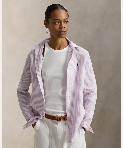 現行 未使用 ポロラルフローレン パフスリーブリネンシャツ Lサイズ ゆったり POLO RALPH LAUREN（ポロ・ラルフローレン） ブラウス シャツ