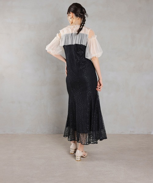 Kana ドレス モチーフレース チュールバルーンスリーブ マーメイド