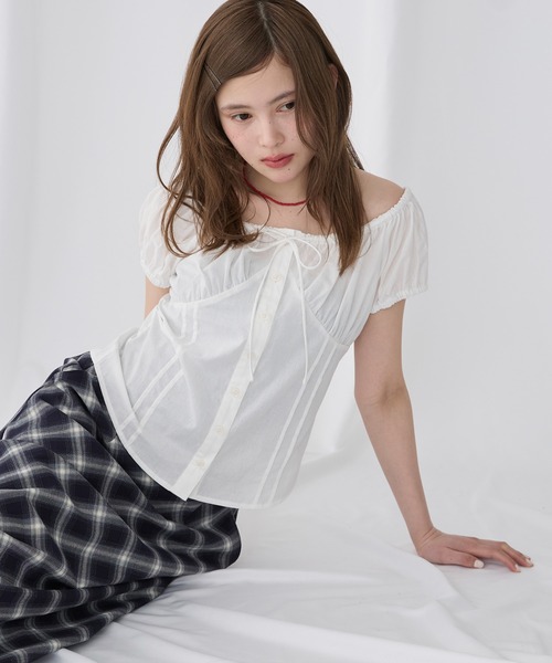 Unblend ブラウス シャツ 「Unblend」2WAYオフショルダー パフスリーブ 