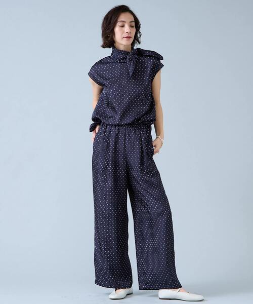 ワイドパンツ パンツ サイドラインイージーパンツ レディースの画像